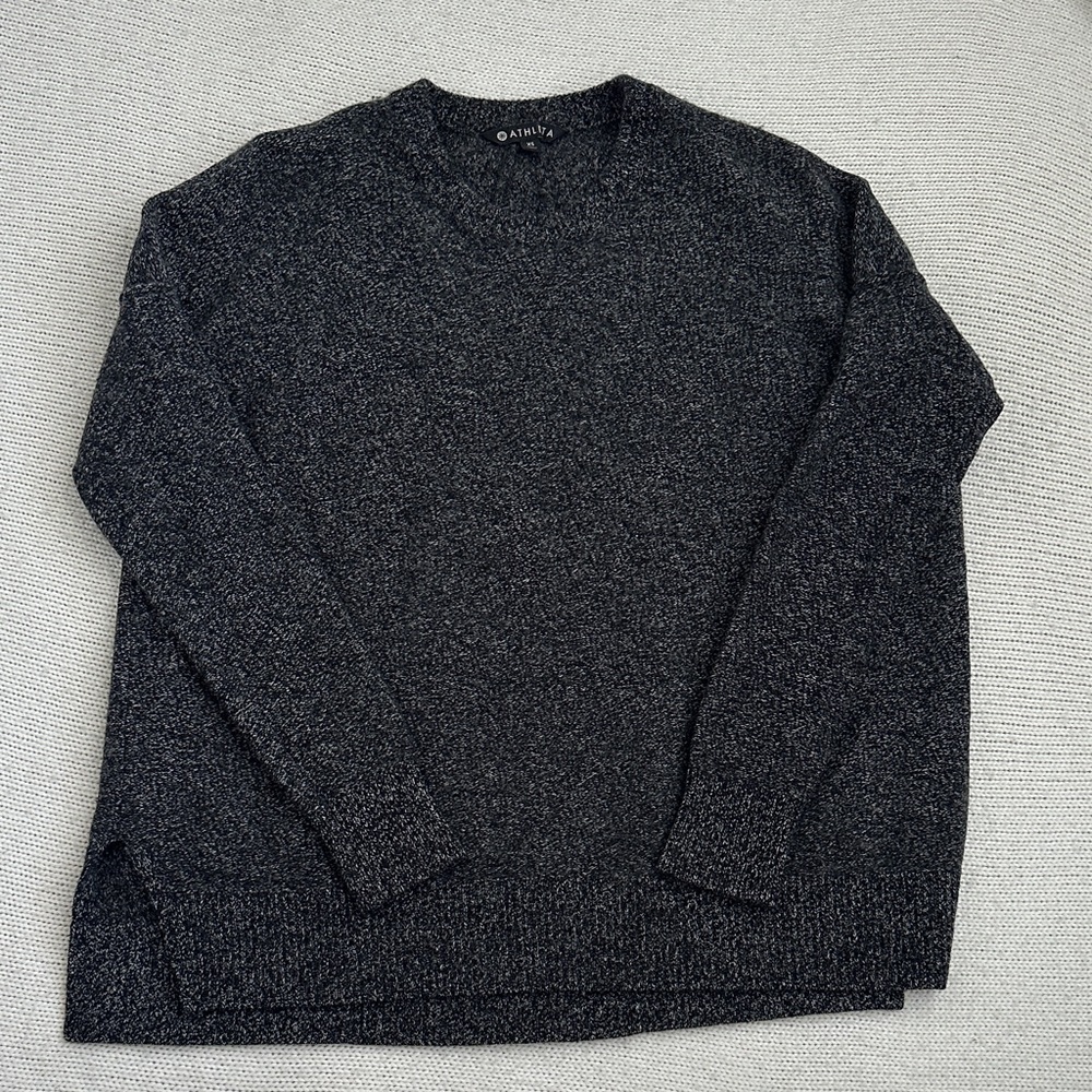 Athleta Wool/Cashmere Crew Neck Sweater Black/White/Gray Size XS